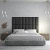 imageArt3d Peel and Stick Headboard for King Full and Queen in Grey Pack of 12 Wall Panels 3D Sized 984quot x 2362quot Soundproof UpholsteredBlack