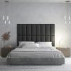 imageArt3d Peel and Stick Headboard for King Full and Queen in Grey Pack of 12 Wall Panels 3D Sized 984quot x 2362quot Soundproof UpholsteredBlack