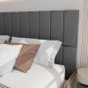 imageArt3d Peel and Stick Headboard for King Full and Queen in Grey Pack of 12 Wall Panels 3D Sized 984quot x 2362quot Soundproof UpholsteredVelvet Smoky Gray