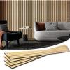imageArt3d 4Piece Wood Slat Acoustic Panels for Stylish Decor and Noise Reduction 3D Textured Panel for Ceiling and Wall White ElmOak