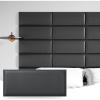 imageArt3d Peel and Stick Headboard for King Full and Queen in Grey Pack of 12 Wall Panels 3D Sized 984quot x 2362quot Soundproof UpholsteredBlack