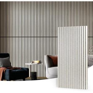 imageArt3d 2 Wood Slat Acoustic Panels for Wall and Ceiling  3D Fluted Sound Absorbing Panel with Wood Finish  Matte BlackWhite Elm