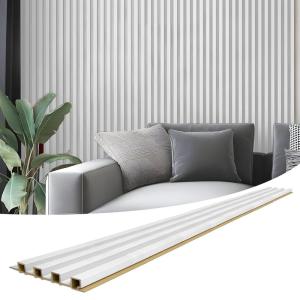 imageArt3d 8Pack 96 x 6in WPC Acoustic Slat Wall Panel for Modern Interior Decor TV Background Living Room Matte BlackMatte White