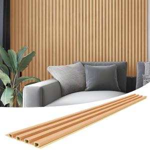 imageArt3d 8Pack 96 x 6in WPC Acoustic Slat Wall Panel for Modern Interior Decor TV Background Living Room Matte BlackOak