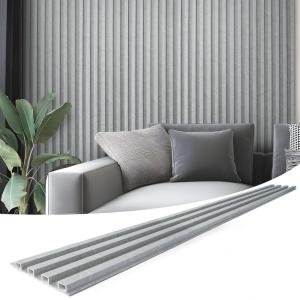 imageArt3d 8Pack 96 x 6in WPC Acoustic Slat Wall Panel for Modern Interior Decor TV Background Living Room Matte BlackSlate