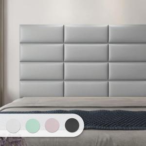 imageArt3d Peel and Stick Headboard for King Full and Queen in Grey Pack of 12 Wall Panels 3D Sized 984quot x 2362quot Soundproof UpholsteredGray