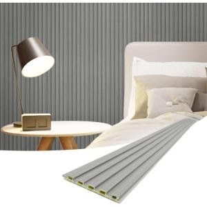 imageArt3d Slat Wall Panels WPC Soundproof 3D Wall Paneling for Interior Wall Decor TV Background 8Pack 96 x 6 in TeakGray Oak