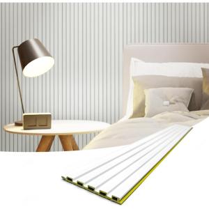 imageArt3d Slat Wall Panels WPC Soundproof 3D Wall Paneling for Interior Wall Decor TV Background 8Pack 96 x 6 in TeakOffWhite