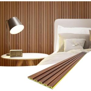 imageArt3d Slat Wall Panels WPC Soundproof 3D Wall Paneling for Interior Wall Decor TV Background 8Pack 96 x 6 in TeakTeak