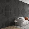 imageArt3d 12Pack Drop Ceiling Tiles 2x2 FT PVC 3D Textured Panels for Interior Wall Decor Living Room Bedroom Office 24x24 Inch WhiteBlack