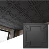 imageArt3d Decorative Ceiling Tile 2x2 Glue up Suspended Ceiling Tile Pack of 12pcs Black FloralModern Black
