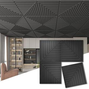 imageArt3d 12Pack Drop Ceiling Tiles 2x2 FT PVC 3D Textured Panels for Interior Wall Decor Living Room Bedroom Office 24x24 Inch WhiteBlack