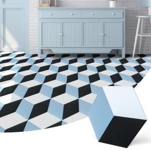 imageArt3d 30Pack Hexagon Peel and Stick Flooring Tile Marble Look Self Adhesive Waterproof Vinyl Floor Tile for Kitchen Bathroom Living Room Bedroom 118quot x 102quot Black MarbleBlueBlackWhite