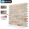 imageArt3d 10Sheet Peel and Stick Stone Overlay Kitchen Backsplash Tile  Volakas White Embellished with Metal GoldEcru Slate