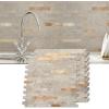 imageArt3d 10Sheet Peel and Stick Stone Overlay Kitchen Backsplash Tile  Volakas White Embellished with Metal GoldEcru Slate