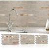 imageArt3d 10Sheet Peel and Stick Stone Overlay Kitchen Backsplash Tile  Volakas White Embellished with Metal GoldEcru Slate