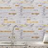 imageArt3d 10Sheet Peel and Stick Stone Overlay Kitchen Backsplash Tile  Volakas White Embellished with Metal GoldVolakas White  Metal Gold