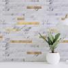 imageArt3d 10Sheet Peel and Stick Stone Overlay Kitchen Backsplash Tile  Volakas White Embellished with Metal GoldVolakas White  Metal Gold