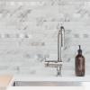 imageArt3d 10Sheet Peel and Stick Stone Overlay Kitchen Backsplash Tile  Volakas White Embellished with Metal GoldVolakas White  Metal Silver