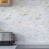 imageArt3d 10Sheet Peel and Stick Stone Overlay Kitchen Backsplash Tile  Volakas White Embellished with Metal GoldWhite Slate with Gold Studded