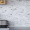 imageArt3d 10Sheet Peel and Stick Stone Overlay Kitchen Backsplash Tile  Volakas White Embellished with Metal GoldWhite Slate with Silver Studded