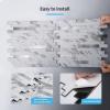 imageArt3d 10Sheet Peel and Stick Stone Overlay Kitchen Backsplash Tile  Volakas White Embellished with Metal GoldWhite Slate with Silver Studded