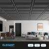 imageArt3d 12Pack Drop Ceiling Tiles 2x4 Ft PVC Decorative Ceiling Covering Panels for Basement Kitchen Bathroom 24x48 Inch Cover 96 Sq Ft Smooth WhiteMatt Black