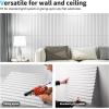 imageArt3d 12Pack Slat Design 3D Wall Panels for Interior Wall Decor 2x4 FT PVC Decorative Drop Ceiling Tiles  OakSquare  White