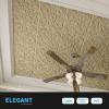 imageArt3d Decorative Ceiling Tile 2x2 Glue up Lay in Ceiling Tile 24x24 Pack of 12pcs Spanish Floral in Matt WhiteAntique Gold