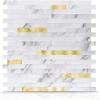 imageArt3d 10Sheet Peel and Stick Stone Overlay Kitchen Backsplash Tile  Volakas White Embellished with Metal GoldVolakas White  Metal Gold