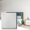 imageArt3d 12Pack Slat Design 3D Wall Panels for Interior Wall Decor 2x4 FT PVC Decorative Drop Ceiling Tiles  WalnutSquare  White