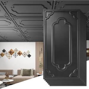 imageArt3d 12Pack Drop Ceiling Tiles 2x4 Ft Decorative PVC Ceiling Covering Panels 24x48 Inch for Basement Bathroom Kitchen Cover 96 SqFt BlackBlack