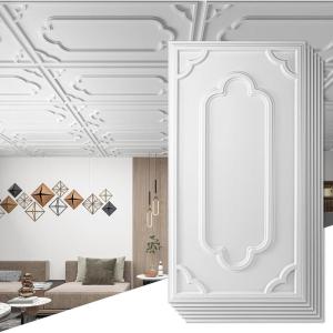 imageArt3d 12Pack Drop Ceiling Tiles 2x4 Ft Decorative PVC Ceiling Covering Panels 24x48 Inch for Basement Bathroom Kitchen Cover 96 SqFt BlackWhite