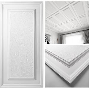 imageArt3d 12Pack Drop Ceiling Tiles 2x4 Ft PVC Decorative Ceiling Covering Panels for Basement Kitchen Bathroom 24x48 Inch Cover 96 Sq Ft Smooth WhiteMatt White