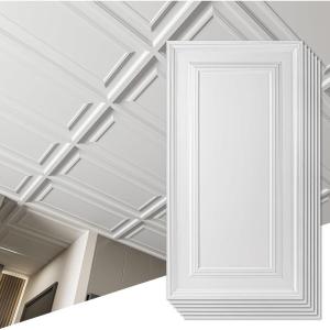 imageArt3d 12Pack Drop Ceiling Tiles 2x4 Ft PVC Decorative Ceiling Covering Panels for Basement Kitchen Bathroom 24x48 Inch Cover 96 Sq Ft Smooth WhiteSmooth White