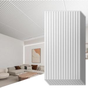 imageArt3d 12Pack Slat Design 3D Wall Panels for Interior Wall Decor 2x4 FT PVC Decorative Drop Ceiling Tiles  BlackOblong  White
