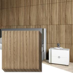imageArt3d 12Pack Slat Design 3D Wall Panels for Interior Wall Decor 2x4 FT PVC Decorative Drop Ceiling Tiles  OakSquare  Walnut