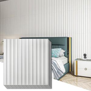 imageArt3d 12Pack Slat Design 3D Wall Panels for Interior Wall Decor 2x4 FT PVC Decorative Drop Ceiling Tiles  OakSquare  White