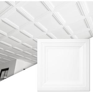 imageArt3d 12Pack Square Drop Ceiling Tile 2ft x 2ft in White PVC Ceiling Panel 24 x 24in  Compatible with 1516quot Drop Ceiling Grid SystemWhite
