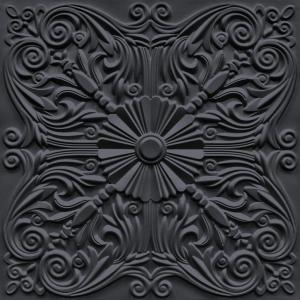 imageArt3d Decorative Ceiling Tile 2x2 Glue up Lay in Ceiling Tile 24x24 Pack of 12pcs Spanish Floral in Matt WhiteBlack