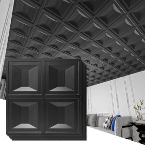imageArt3d Drop Ceiling Tiles 24x24 12 Sheets PVC Decorative Glue up Ceilng Panels 2x2 WhiteMatt Black