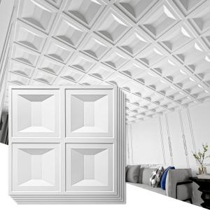 imageArt3d Drop Ceiling Tiles 24x24 12 Sheets PVC Decorative Glue up Ceilng Panels 2x2 WhiteMatt White