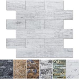 imageArt3d 10Sheet Peel and Stick Backsplash PVC Wall Tile Stickon Tile for Kitchen Backplash Bathroom Vanities Fireplace Decor Laundry Table Stair Decals in Dark Granite PlasticSheetsWhitewashed