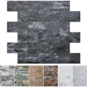 imageArt3d 10Sheet Peel and Stick Backsplash PVC Wall Tile Stickon Tile for Kitchen Backplash Bathroom Vanities Fireplace Decor Laundry Table Stair Decals in Dark Granite PlasticSheetsDarkgranite