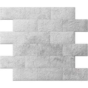 imageArt3d 10Sheet Peel and Stick Backsplash PVC Wall Tile Stickon Tile for Kitchen Backplash Bathroom Vanities Fireplace Decor Laundry Table Stair Decals in Dark Granite PlasticSheetsNatural White