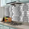 imageArt3d 100Pieces Peel and Stick Tile Kitchen Backsplash Metal Wall Tiles Brushed Aluminium Subway3D Stainless