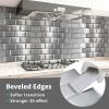 imageArt3d 100Pieces Peel and Stick Tile Kitchen Backsplash Metal Wall Tiles Brushed Aluminium Subway3D Stainless