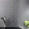imageArt3d 100Pieces Peel and Stick Tile Kitchen Backsplash Metal Wall Tiles Brushed Aluminium SubwayAluminum
