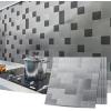 imageArt3d 10Pack SelfAdhesive Metal Backsplash Peel and Stick Tile for Kitchen 12quot x 12quot Silver Aluminium SurfaceBrush Silver
