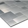 imageArt3d 10Pack SelfAdhesive Metal Backsplash Peel and Stick Tile for Kitchen 12quot x 12quot Silver Aluminium SurfaceBrush Silver
